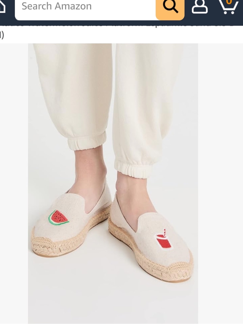 Soludos Watermelon Juice Platform Espadrilles natural sand patch novelty 8.5 new - Picture 2 of 9